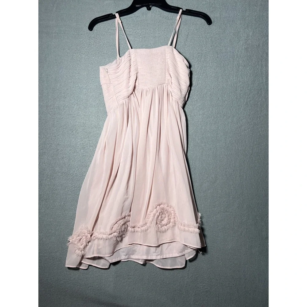 LC Lauren Conrad Women's Pink Chiffon‎ Ruched Mini Dress Size 4 Sleeveless